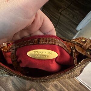 Brahmin Tan and Red Leather Wristlet